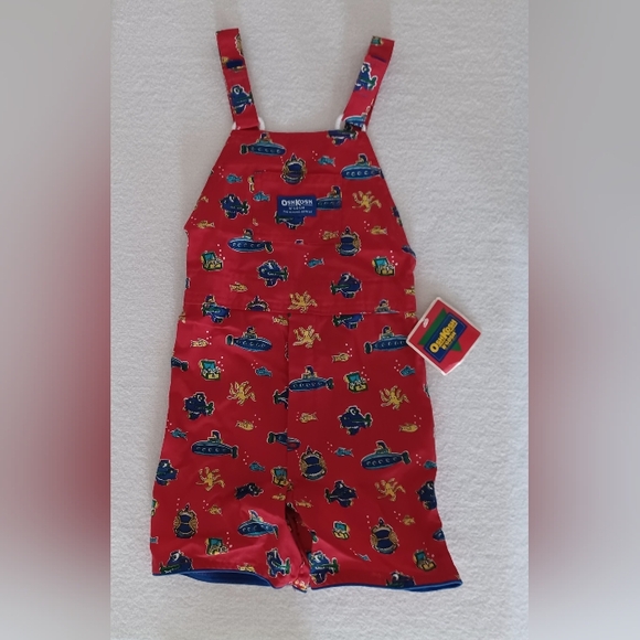 Vintage OshKosh B'Gosh Boy's Overalls with Submarins Print, size 7 - Picture 2 of 14
